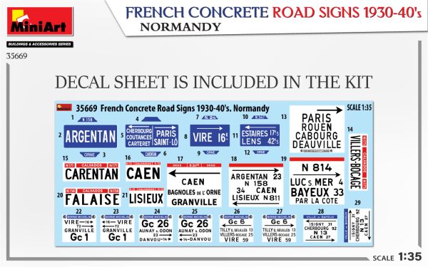 French concrete road signs 1930-40s Normandy детальное изображение Аксессуары 1/35 Диорамы