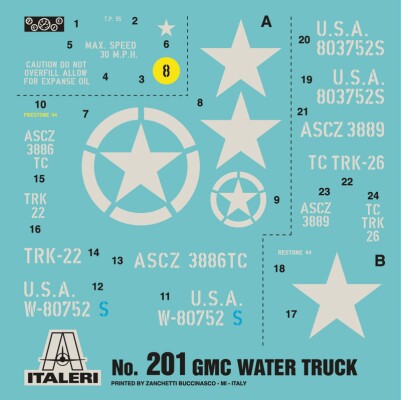 Сборная модель 1/35 американский грузовик 6x6 Water Tank Truck Италери 201 детальное изображение Автомобили 1/35 Автомобили