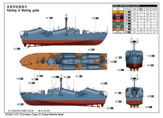 Scale model 1/72 Ship PLA Navy Type 21 Class Missile Boat ILoveKit 67203 детальное изображение Флот 1/72 Флот