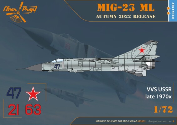 Збірна модель 1/72 Літак MiG-23 ML/MLA Flogger-G Clear Prop 72032 детальное изображение Самолеты 1/72 Самолеты