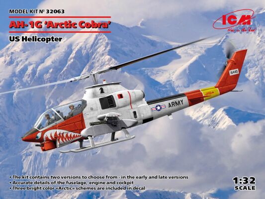 Збірнa модель 1/32 Американський ударний вертоліт AH-1G Арктична Кобра ICM 32063 детальное изображение Вертолеты 1/32 Вертолеты
