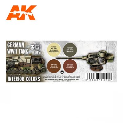 GERMAN WWII TANK INTERIOR COLORS 3G / Набор цветов интерьера немецкого танка ВОВ детальное изображение Наборы красок Краски