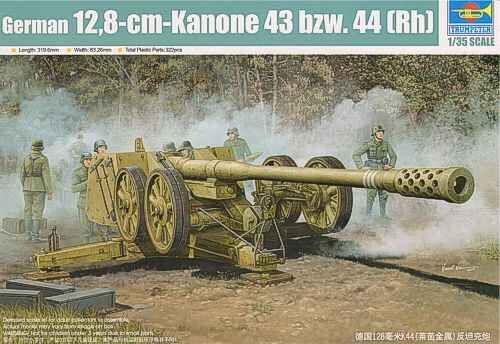 Сборная модель 1/35 Німецька важка протитанкова гармата 128mm Pak44(RHIEN) Трумпетер 02312 детальное изображение Артиллерия 1/35 Артиллерия