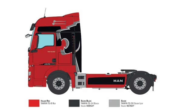 Scale model 1/24 truck / tractor Man TGX 18.500 XXL Lion Pro Edition Italeri 3959 детальное изображение Грузовики / прицепы Гражданская техника