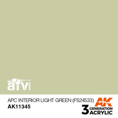 Акрилова APC INTERIOR LIGHT GREEN / Інтер'єрний світло-зелений (FS24533) – AFV AK-interactive AK11345 детальное изображение AFV Series AK 3rd Generation