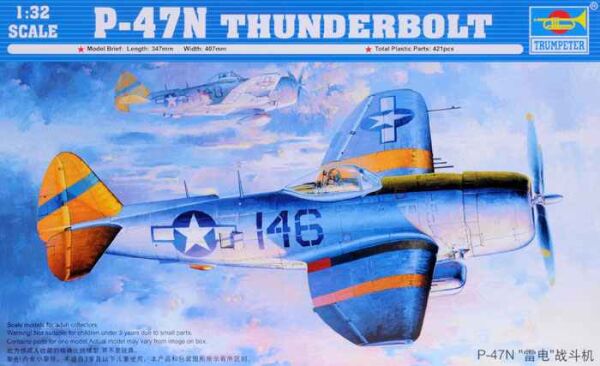 Сборная модель1/32 Самолет P-47N Thunderbolt Трумпетер 02265 детальное изображение Самолеты 1/32 Самолеты