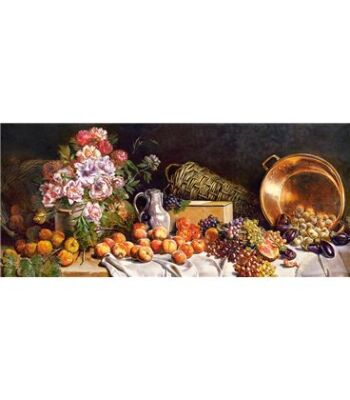 Пазл &quot;Натюрморт з квітами та фруктами на столі&quot; 600 шт детальное изображение 600 элементов Пазлы
