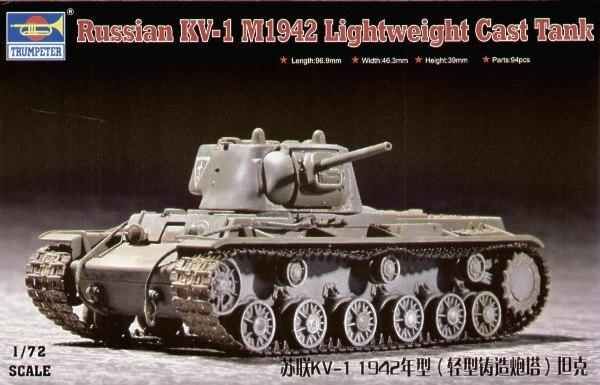 Сборная модель 1/72 советский танк КВ-1 М1942 Трумпетер 07233 детальное изображение Бронетехника 1/72 Бронетехника