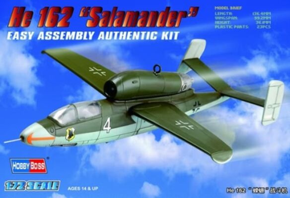 Збірна модель німецького винищувача He162 &quot;Salamander&quot; детальное изображение Самолеты 1/72 Самолеты