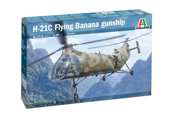 Scale model 1/48 Helicopter H-21C Flying Banana GunShip Italeri 2774 детальное изображение Вертолеты 1/48 Вертолеты