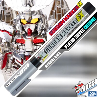 Gundam Marker EX Gundam Plated Silver / Маркер ЕХ Срібне Покриття XGM100 детальное изображение Вспомогательные продукты Модельная химия