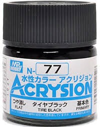 Акриловая краска на водной основе Acrysion Tire Black / Шинный Черный Mr.Hobby N77 детальное изображение Акриловые краски Краски
