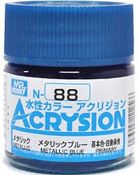 Акриловая краска на водной основе Acrysion Metallic Blue / Голубой Металлик Mr.Hobby N88 детальное изображение Акриловые краски Краски