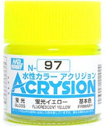 Water-based acrylic paint Acrysion Fluorescent Yellow Mr.Hobby N97 детальное изображение Акриловые краски Краски