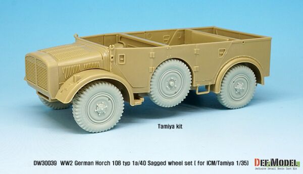 German Horch 108 typ 1a/40 Sagged Wheel set ( for ICM/Tamiya 1/35) детальное изображение Смоляные колёса Афтермаркет