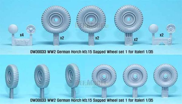 German Horch kfz.15 Wheel set 1  детальное изображение Смоляные колёса Афтермаркет