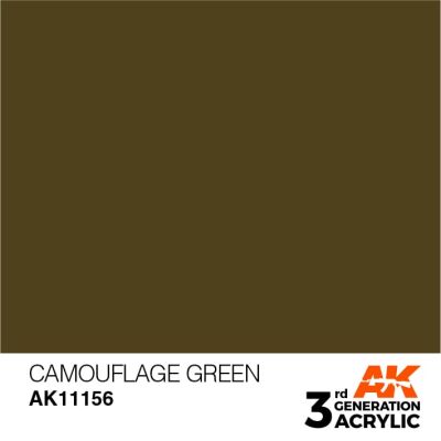 Акриловая краска CAMOUFLAGE GREEN – STANDARD / КОМУФЛЯЖНЫЙ ЗЕЛЕНЫЙ АК-интерактив AK11156 детальное изображение General Color AK 3rd Generation
