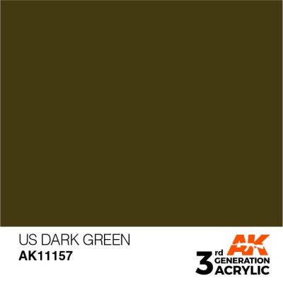 Акриловая краска US DARK GREEN – STANDARD / АМЕРИКАНСКИЙ ТЕМНО-ЗЕЛЕНЫЙ АК-интерактив AK11157 детальное изображение General Color AK 3rd Generation