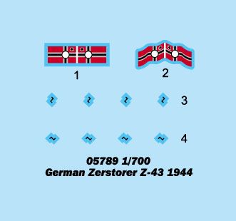 German Zerstorser Z-43, 1944 детальное изображение Флот 1/700 Флот