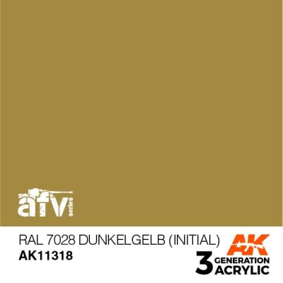 Акрилова фарба RAL 7028 Dunkelgelb (Initial) / Темно-жовтий (ранній) – AFV АК-інтерактив AK11318 детальное изображение AFV Series AK 3rd Generation