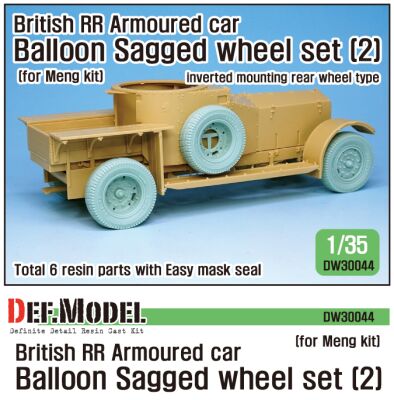 British RR Armoured car balloon Sagged Wheel set- Late ( for Meng 1/35) детальное изображение Смоляные колёса Афтермаркет