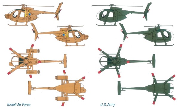 Scale model 1/72 Helicopter Hughes AH-6A Night Fox 0017 Italeri детальное изображение Вертолеты 1/72 Вертолеты