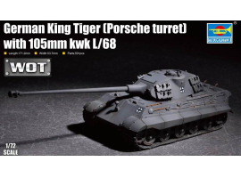 обзорное фото Сборная модель 1/72 немецкий танк Королевский Тигр (башня Porsche) пушка105 kwk L/68 Трумпетер 07161 Бронетехника 1/72