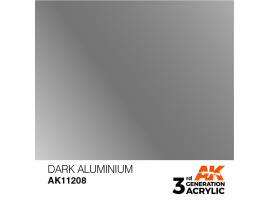 обзорное фото Акрилова фарба DARK ALUMINIUM METALLIC - ТЕМНО-АЛЮМІНІЄВИЙ МЕТАЛІК / INK АК-Interactive AK11208 Металіки та металайзери