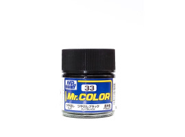обзорное фото Black flat, Mr. Color solvent-based paint 10 ml / Чорний матовий Нітрофарби