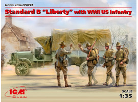 World War I American truck Standard B "Liberty" with US infantry