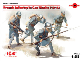 обзорное фото French infantry in gas masks, 1916 (4 figures) Figures 1/35