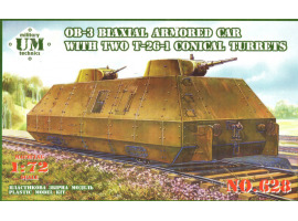 обзорное фото OB-3 Biaxial armored car with two T-26-1 conical turrets Railway 1/72