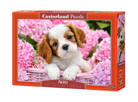 обзорное фото Puzzle PUP IN PINK FLOWERS 500 pieces 500 items