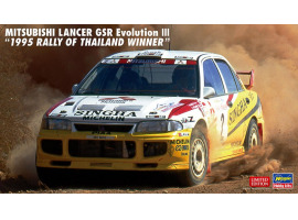 обзорное фото Сборная модель автомобиля MITSUBISHI LANCER GSR Evolution III "1995 RALLY OF THAILAND WI 1/24 Автомобили 1/24