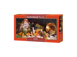 обзорное фото Пазл "Натюрморт с цветами и фруктами на столе" 600 шт 600 элементов
