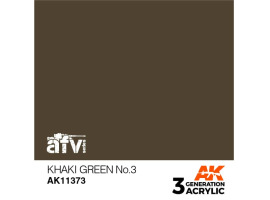 Акриловая краска KHAKI GREEN NO.3 / Зелёный хаки – AFV АК-интерактив AK11373
