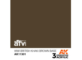 обзорное фото Акрилова фарба BRITISH KHARI BROWN BASE WWI / Британський хакі часів WWI АК-інтерактив AK11301 AFV Series