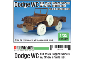 WW2 U.S Dodge WC 4X4 snow chained Sagged wheel set (for AFV club, Italeri 1/35)