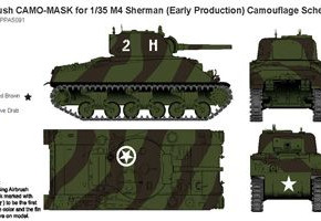 Airbrush CAMO-MASK for 1/35 M4 Sherman (Early Production) Camouflage Scheme 2