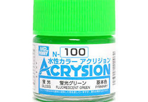 Акриловая краска на водной основе Acrysion Fluorescent Green / Флуоресцентный Зеленый Mr.Hobby N100