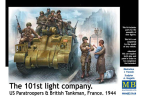 "The 101st light company. US Paratroopers & British Tankman, France, 1944"
