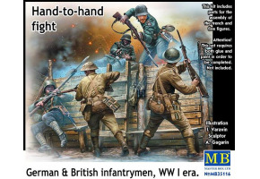 “Hand-to-hand fight, German & British infantrymen, WW I era“