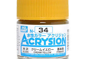 Акриловая краска на водной основе Acrysion Cream Yellow / Кремовый Жёлтый Mr.Hobby N34