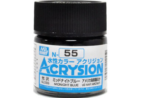 Акриловая краска на водной основе Acrysion Midnight Blue / Полуночный Синий Mr.Hobby N55