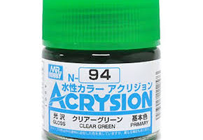 Акриловая краска на водной основе Acrysion Clear Green / Прозрачный Зеленый Mr.Hobby N94