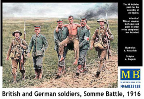 British and German soldiers, Somme Battle 1916