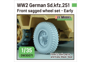 WW2 German Sd.kfz.251 Half-track front sagged wheel set - Early (for Sd.kfz.251 kit)