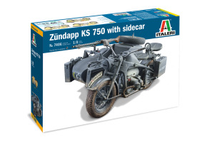 Cборная модель 1/9 мотоцикл ZUNDAPP KS 750 c боковым прицепом Италери 7406