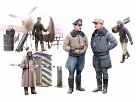 Німецькі пілоти та наземний перс. Люфтваффе II CВ у зимовій уніформі