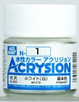Акриловая краска на водной основе Acrysion White / Белая Mr.Hobby N1